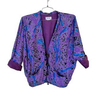 Nu Ethnix Womens 100% Cotton Jacket Purple Double Sided Medium Indonesia Boho